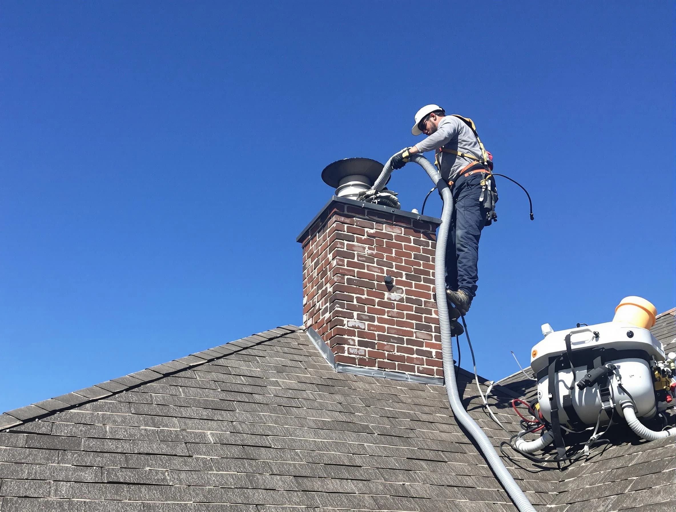 Dedicated North Strabane Chimney Sweep team member cleaning a chimney in North Strabane, PA
