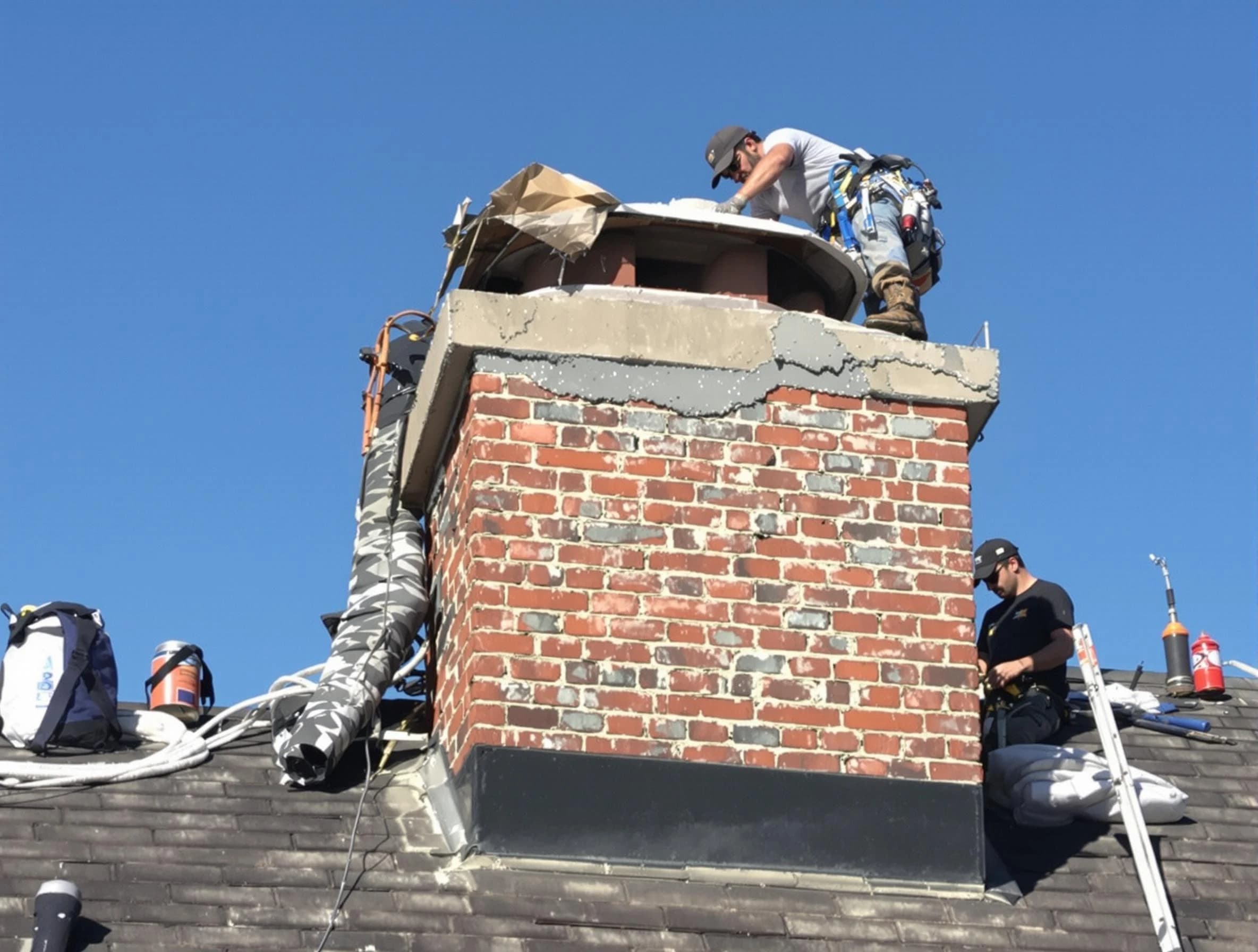 North Strabane Chimney Sweep installing a custom chimney crown in North Strabane, PA
