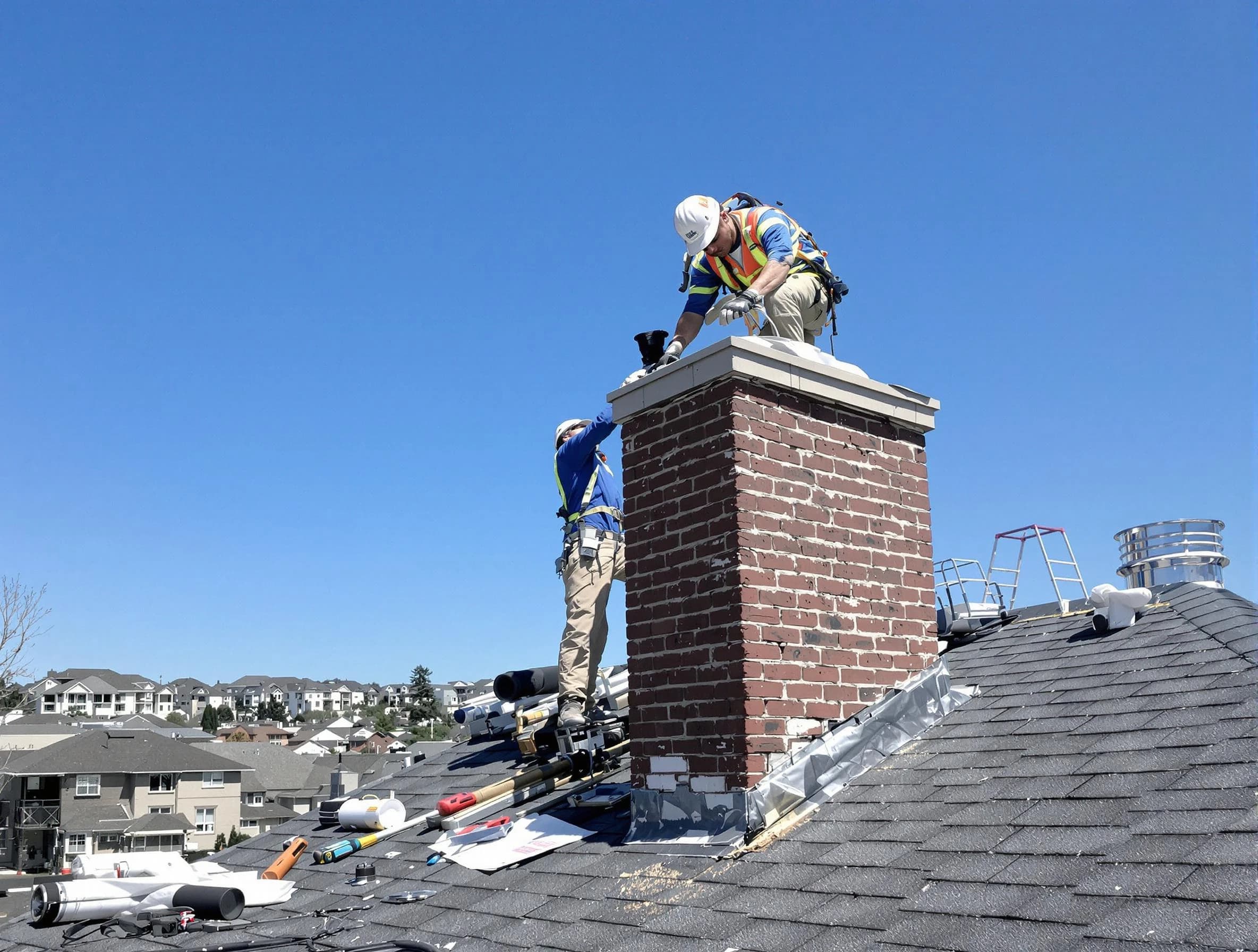 North Strabane Chimney Sweep repairing a chimney crown in North Strabane, PA