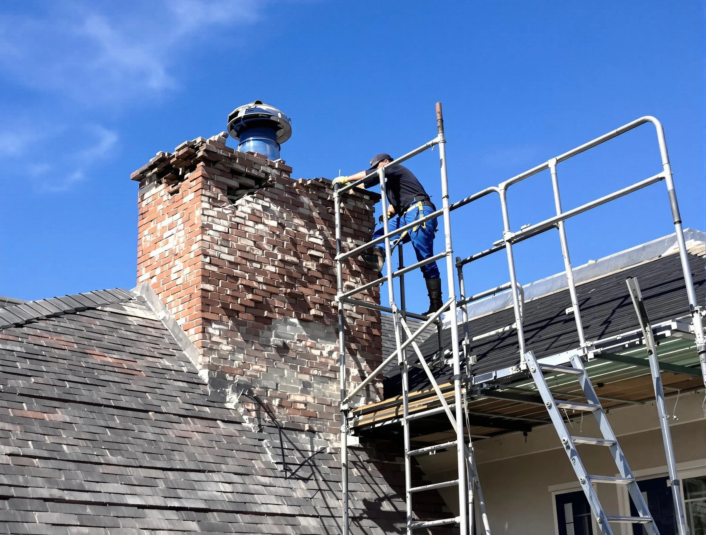 Rebuilding a chimney structure by North Strabane Chimney Sweep in North Strabane, PA