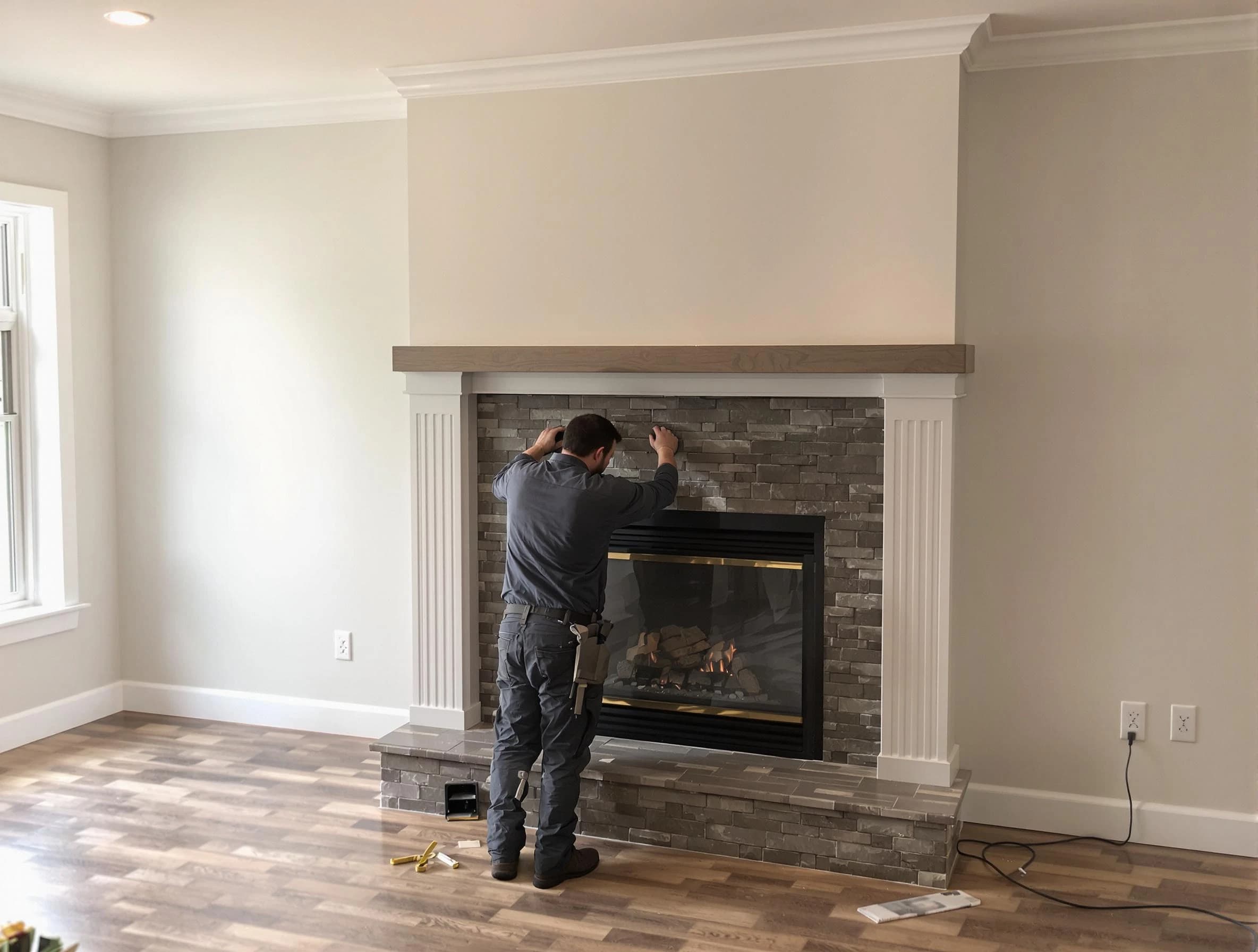 North Strabane Chimney Sweep finishing a custom fireplace install in North Strabane, PA