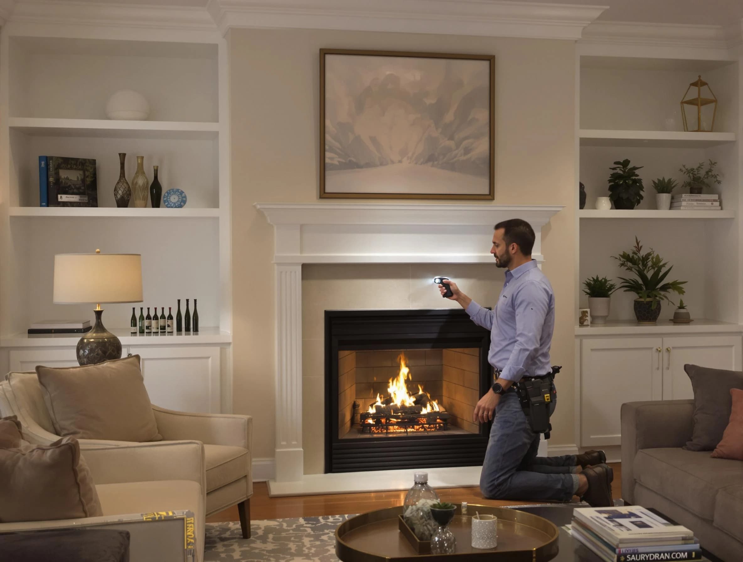 North Strabane Chimney Sweep conducting a fireplace safety inspection in North Strabane, PA