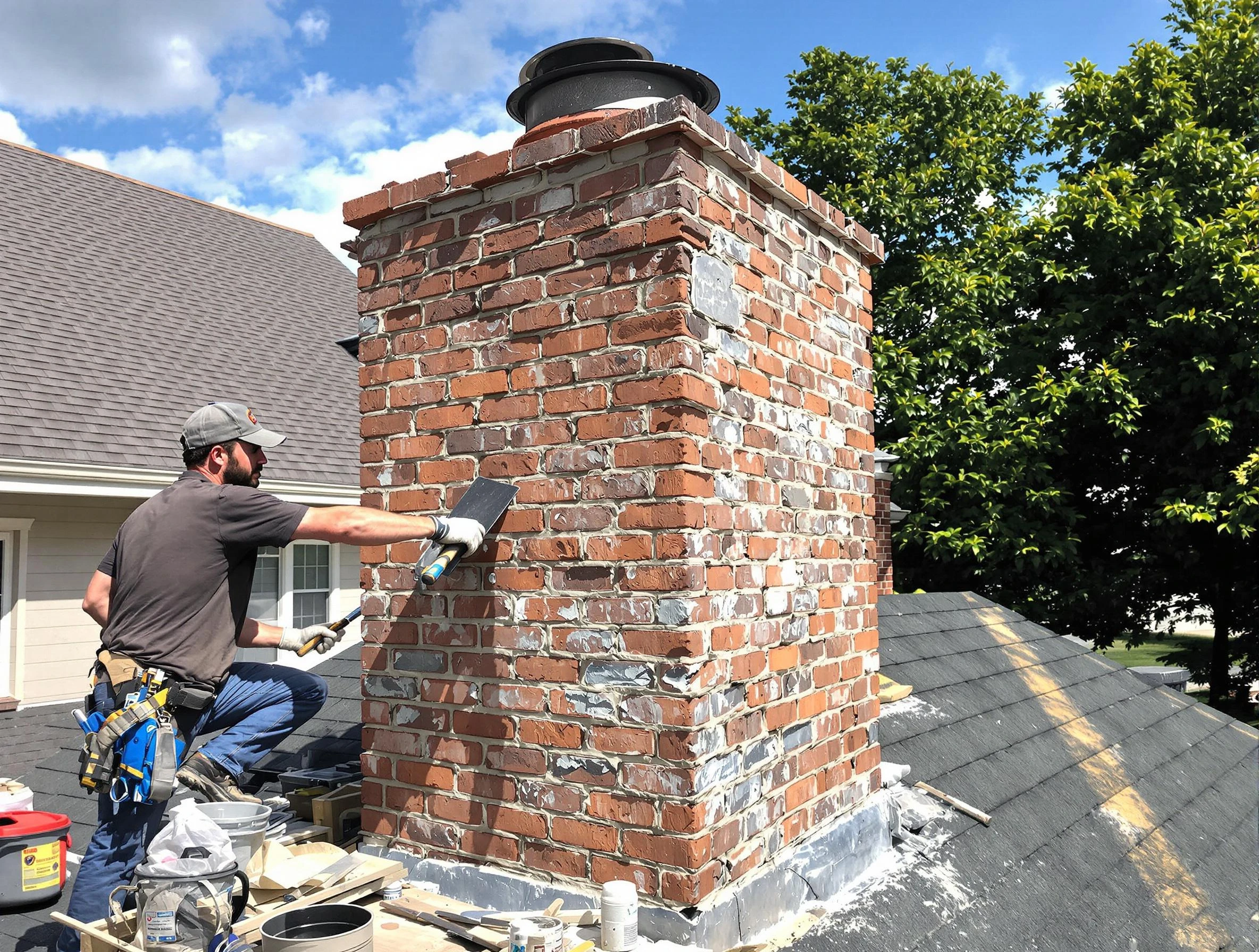 Completed chimney rebuild by North Strabane Chimney Sweep in North Strabane, PA