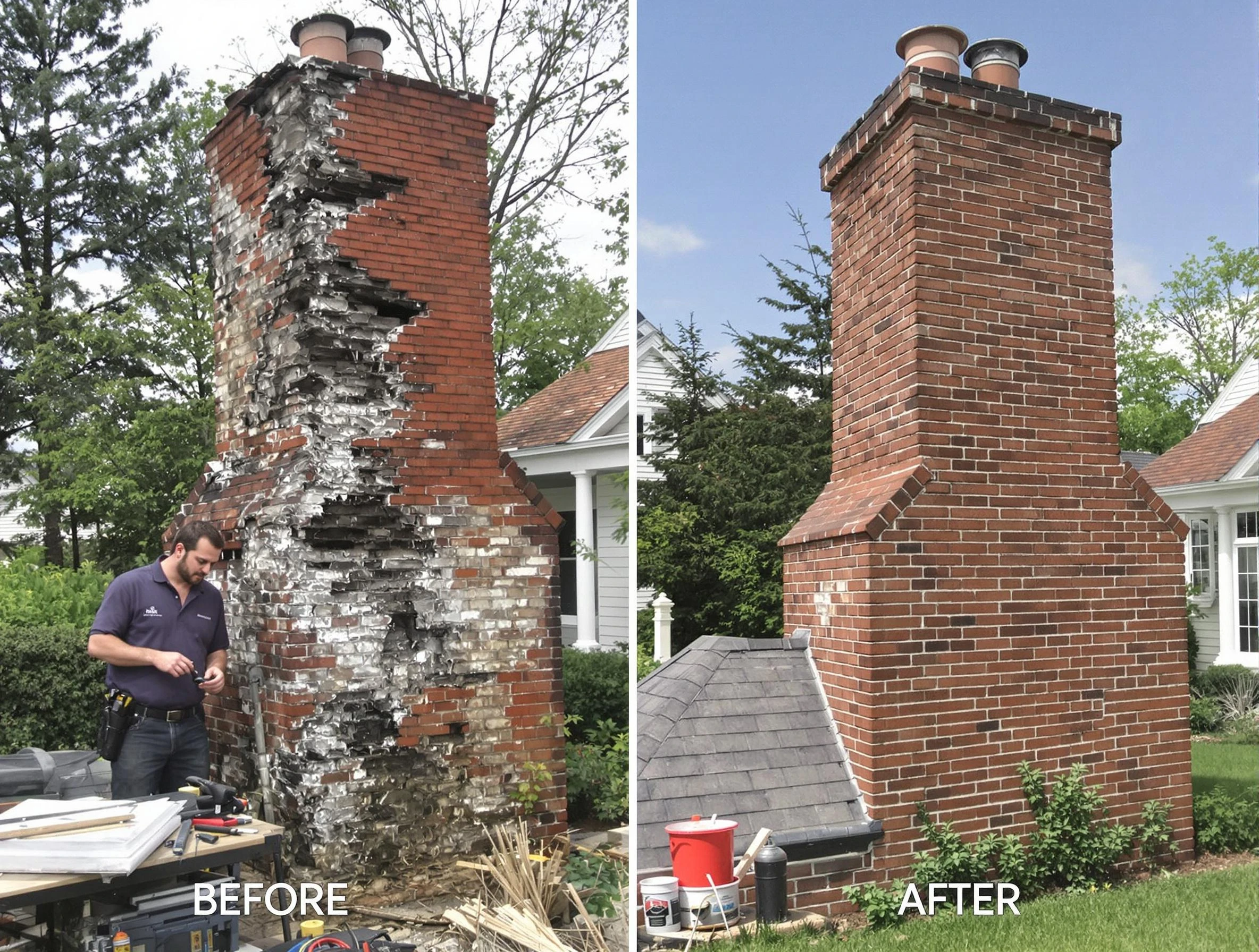North Strabane Chimney Sweep performing a full chimney restoration in North Strabane, PA