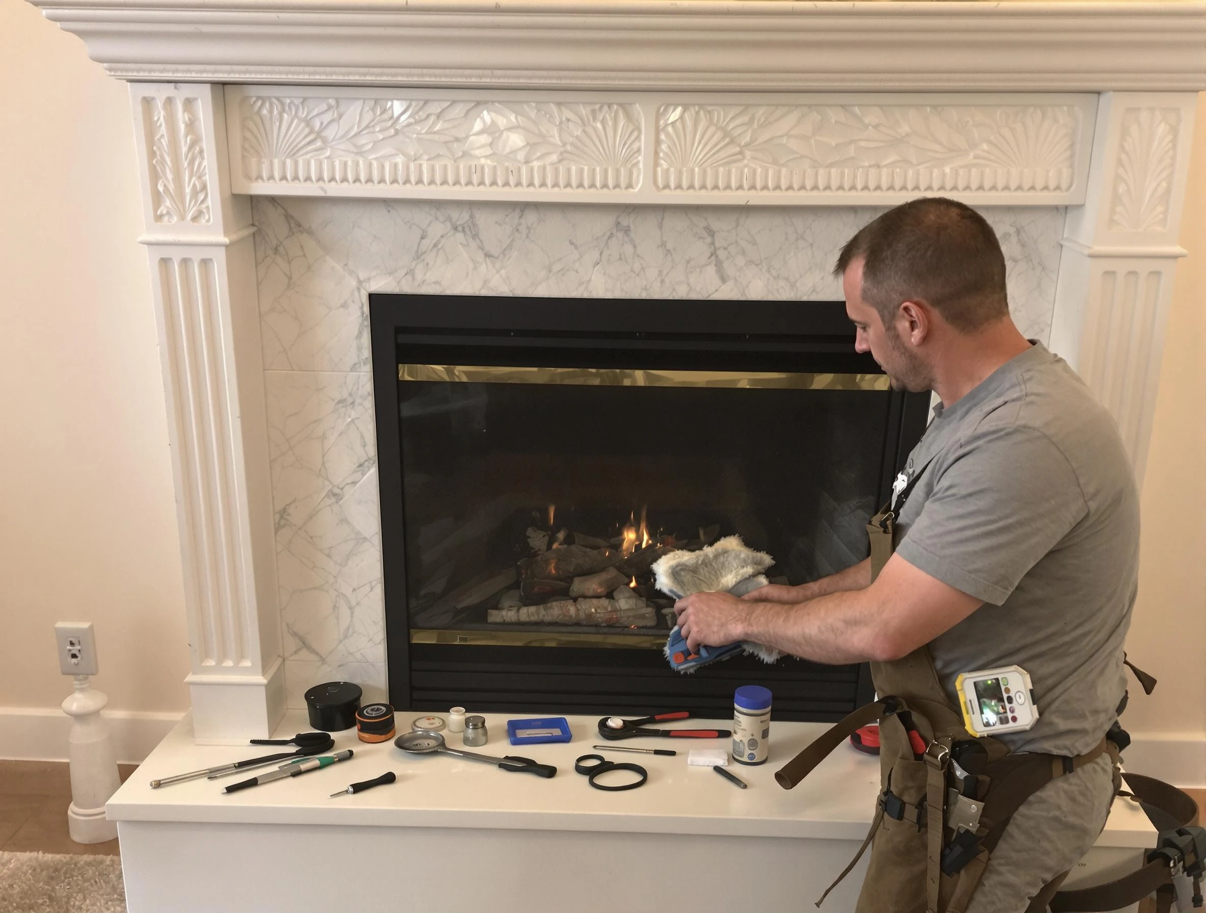North Strabane Chimney Sweep performing fireplace maintenance in North Strabane, PA